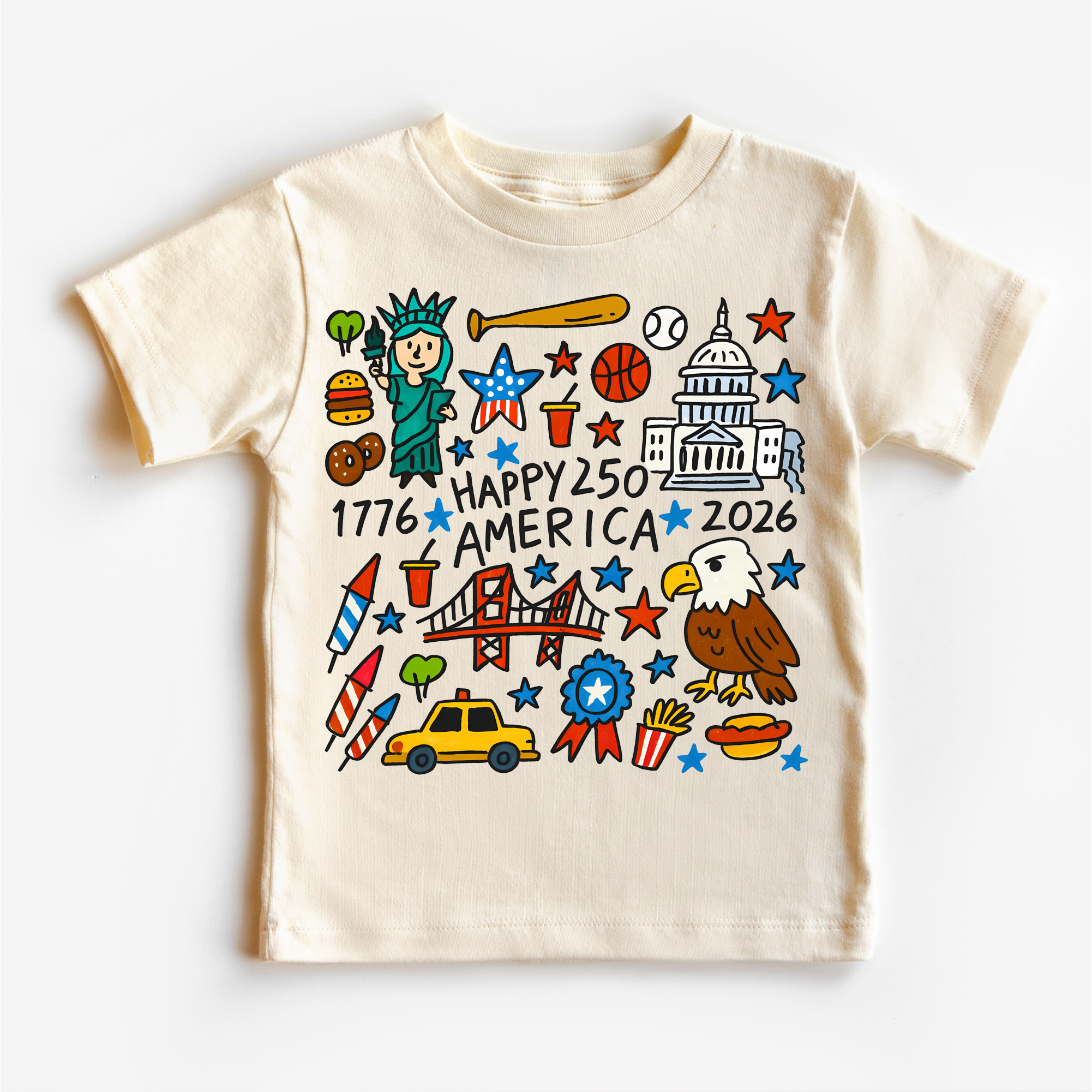 Happy 250 America Kids Shirt – Patriotic 4th of July Tee – USA 250th Birthday Toddler Shirt (2026)