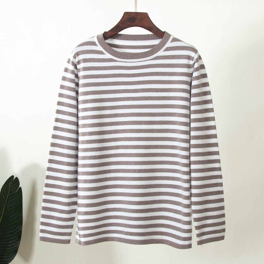 Round neck striped sweater