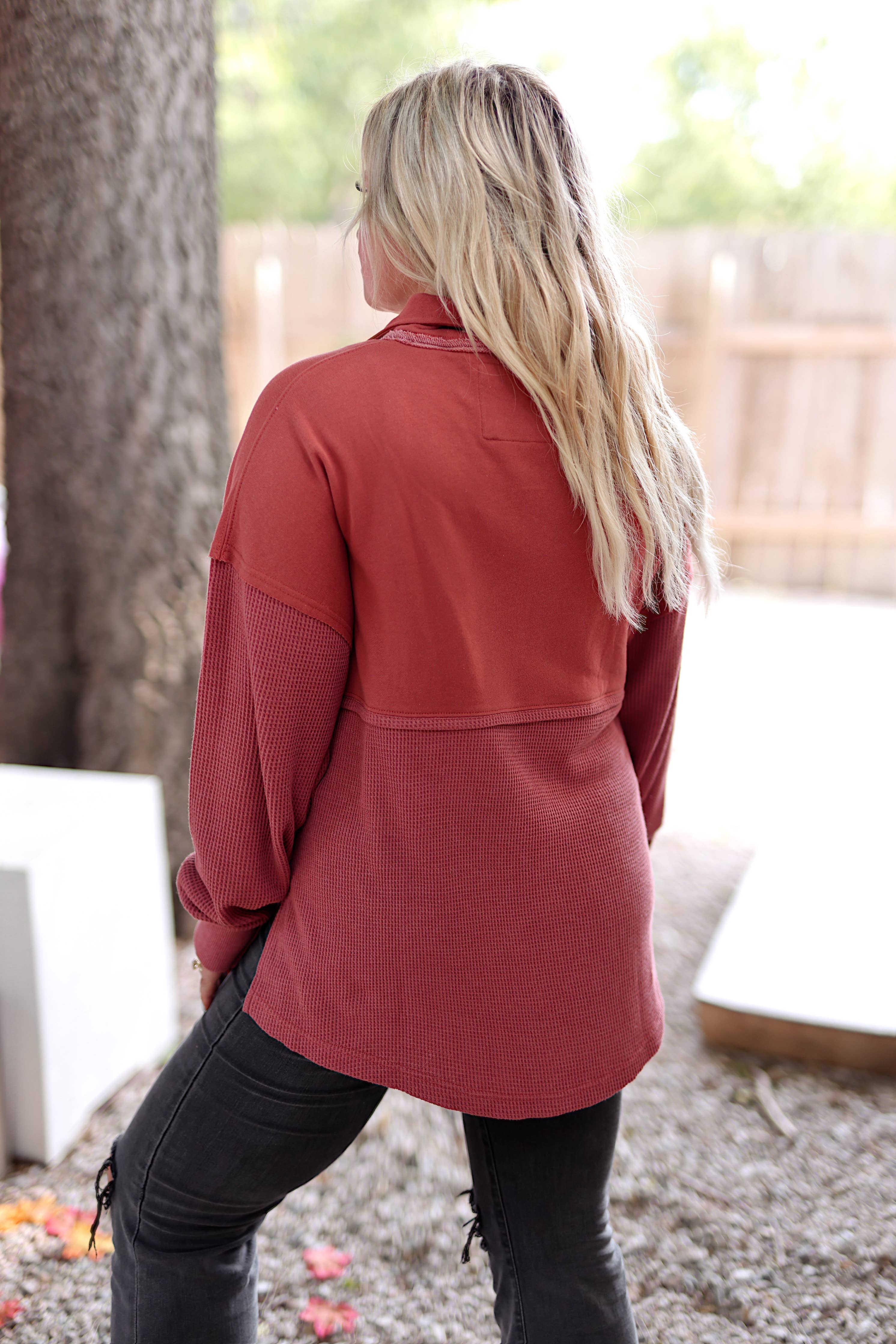 Quarter-Zip Pullover – Ready or Not Waffle - Rust