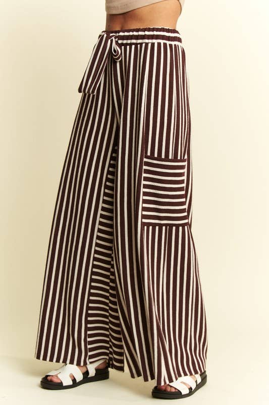 STRIPE WIDE LEG PANTS