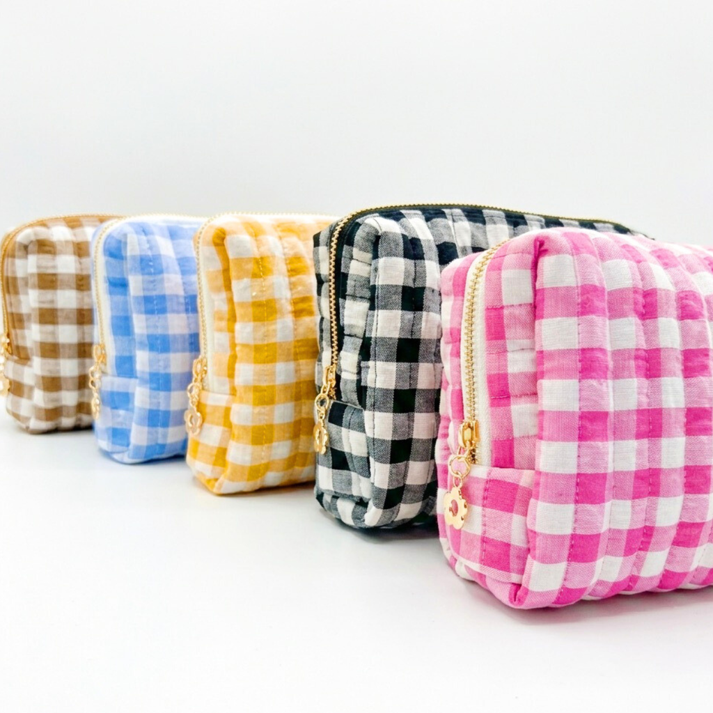 Everyday Color Gingham Cosmetic Bag – Lightweight Travel Pouch