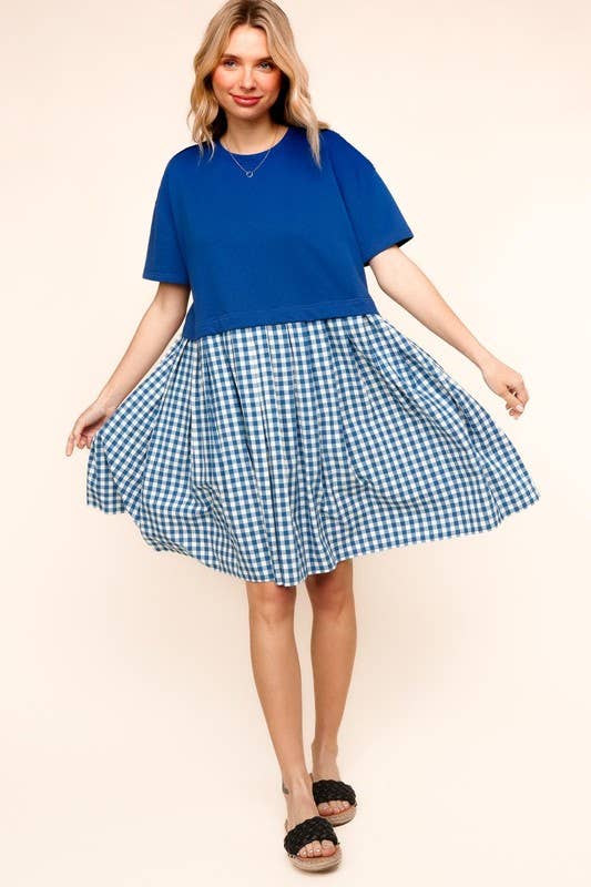 Plus French Terry Twofer Babydoll Dress