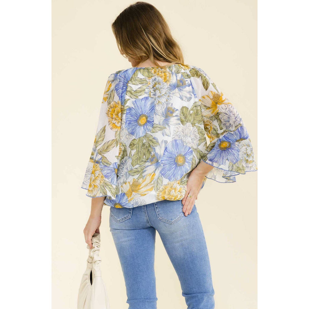 METALLIC BELL SLEEVE PEASANT