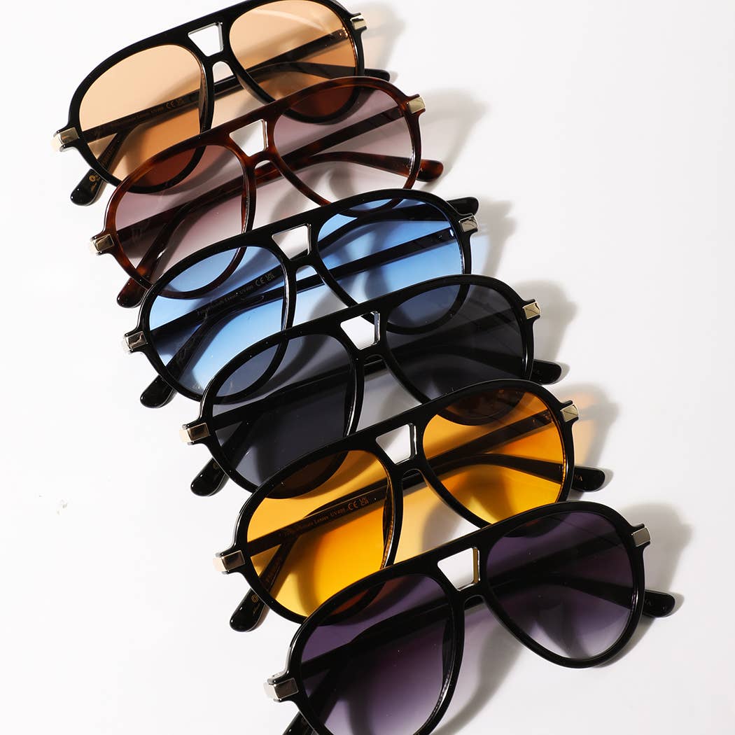 Retro Aviator Fashion Sunglasses Assorted Color Lens