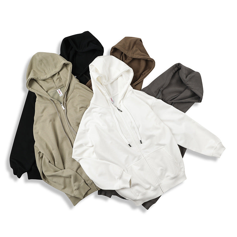 Hooded zipper long sleeved sweatshirt