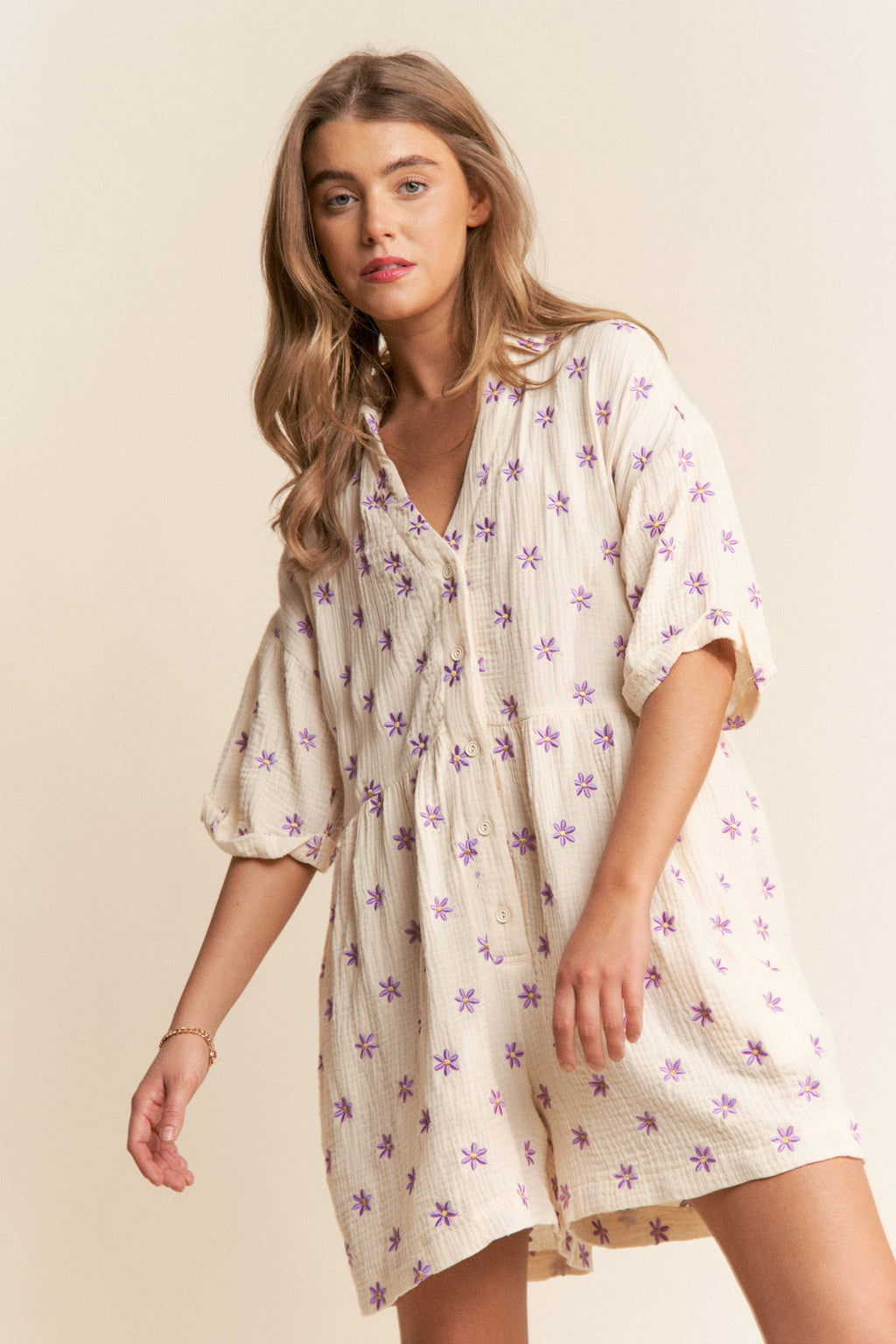 Flower Fields Gauze Romper