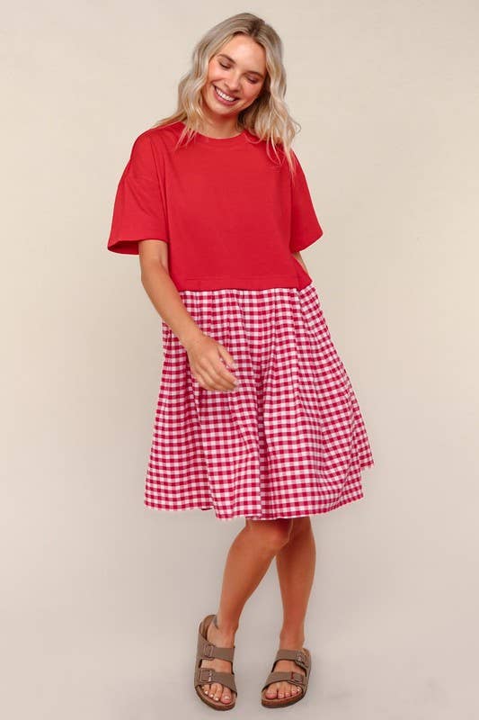 Plus French Terry Twofer Babydoll Dress