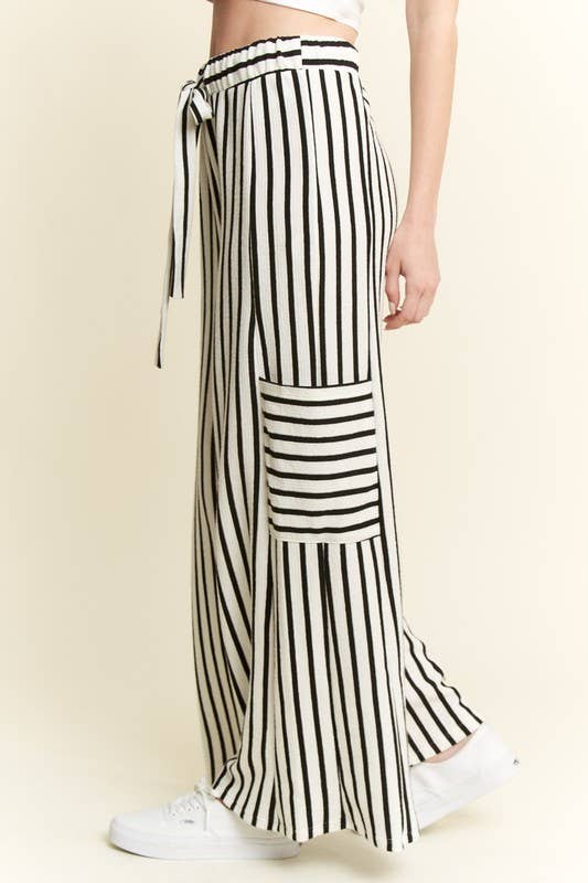 STRIPE WIDE LEG PANTS