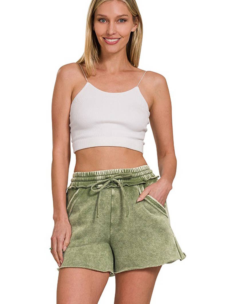 `Fleece Shorts Acid Wash & Solid