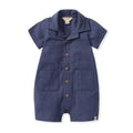 Check Gauze Baby Boy Romper