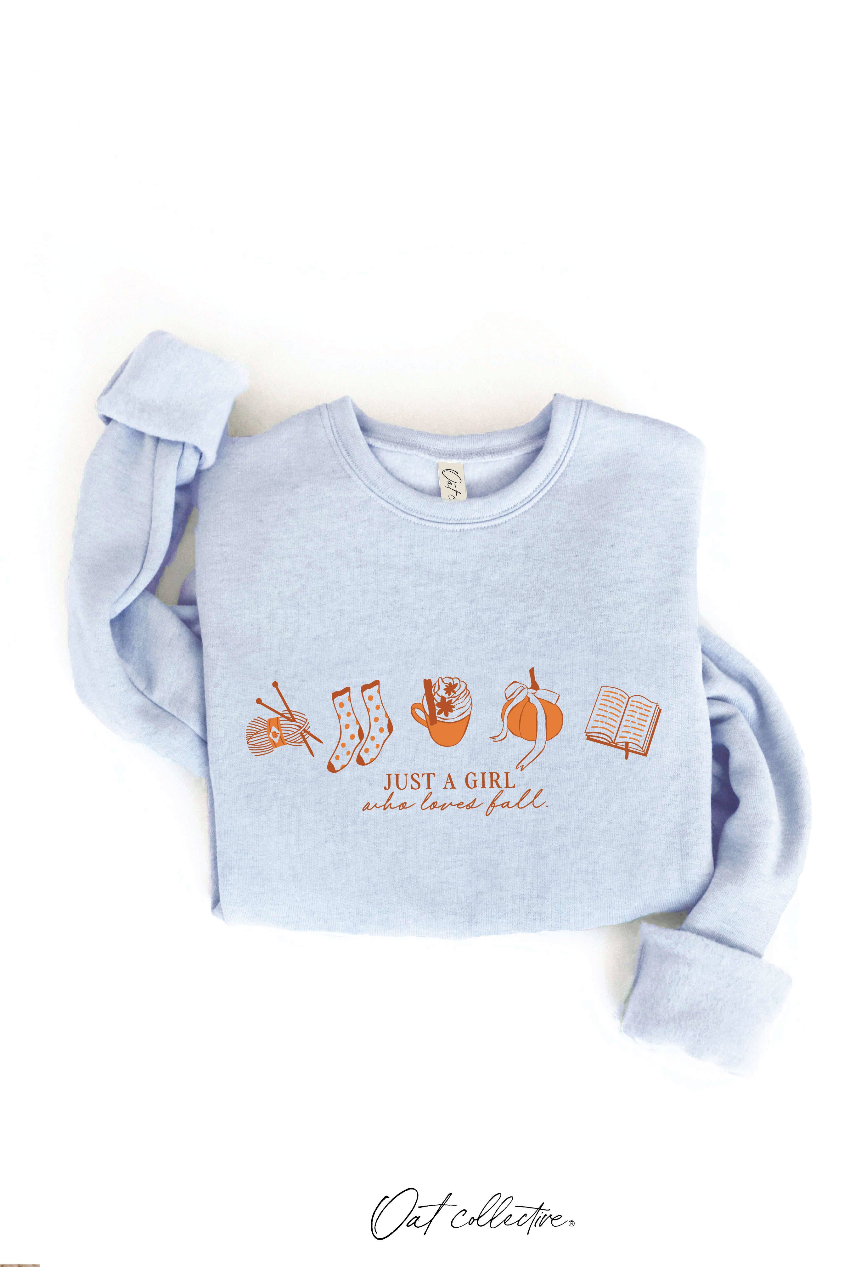 JUST A GIRL WHO LOVES FALL Graphic Sweatshirt