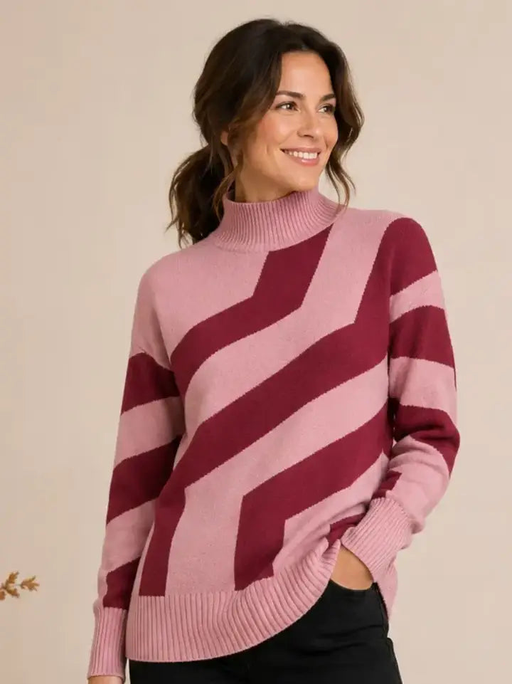Hi-Lo Mock Neck Tunic Sweater