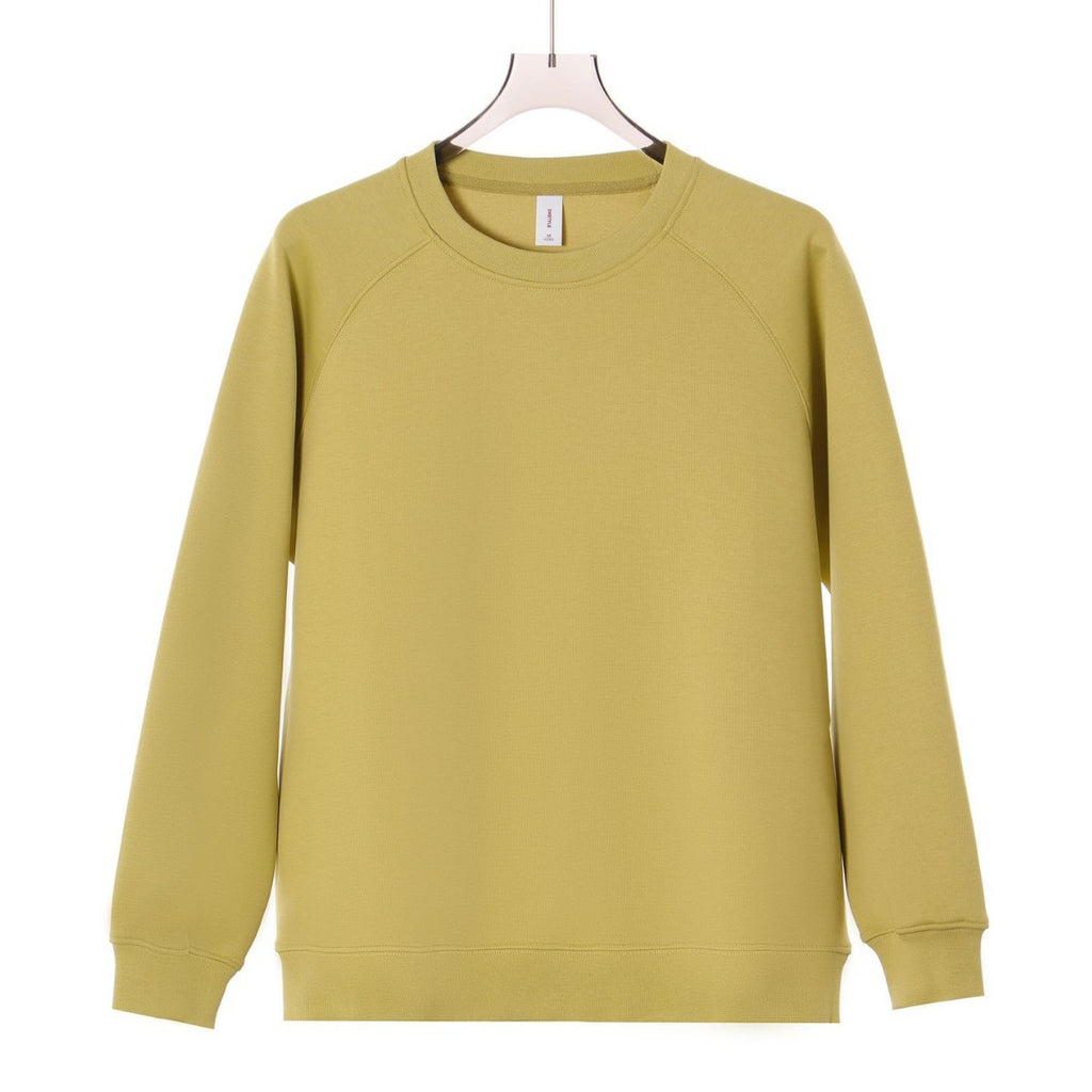 Solid color round neck pullover hoodie