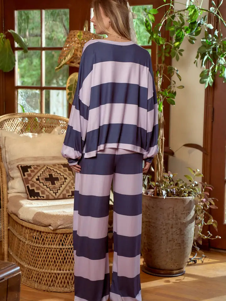 Lavendar Color block PJ/Lounge Pants Set