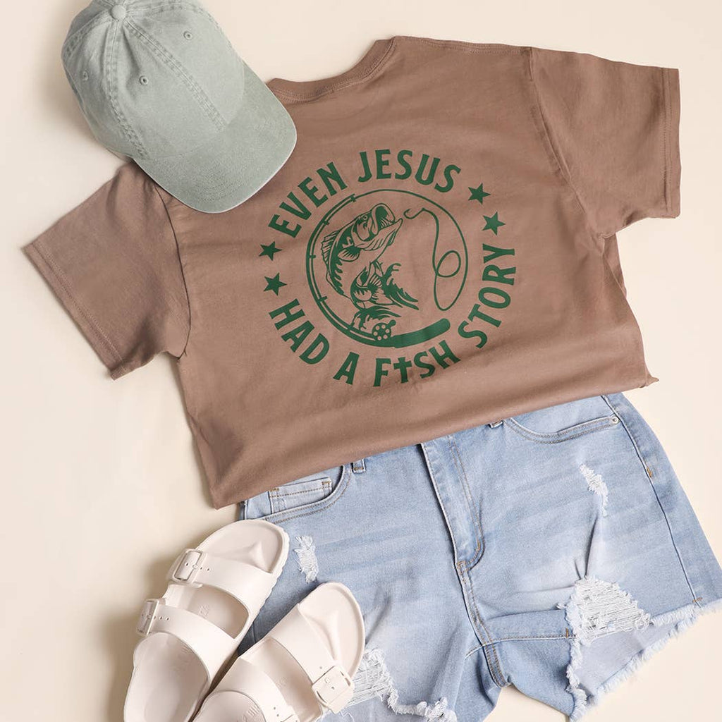 EVEN JESUS HAD A FISH STORY Graphic Heavy Cotton T-Shirt