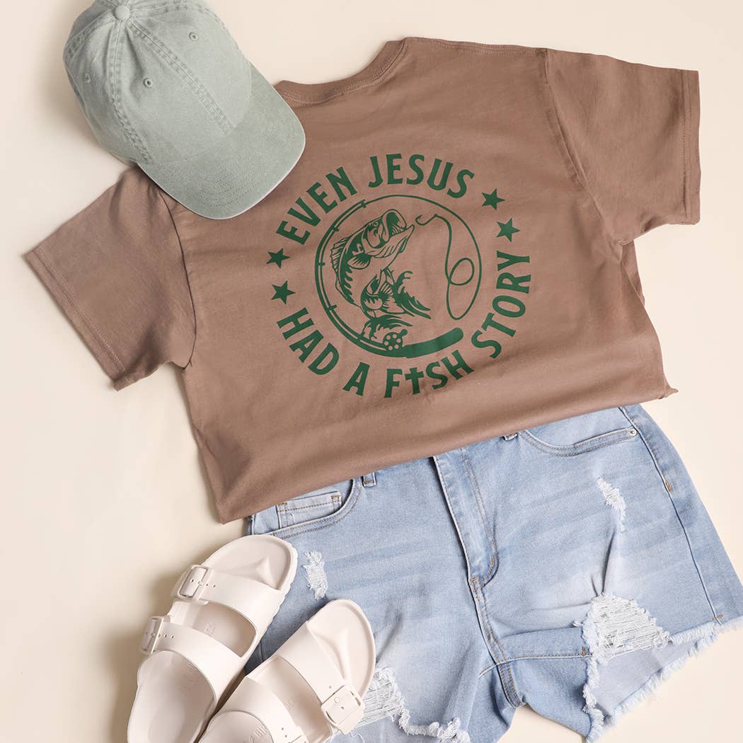 EVEN JESUS HAD A FISH STORY Graphic Heavy Cotton T-Shirt