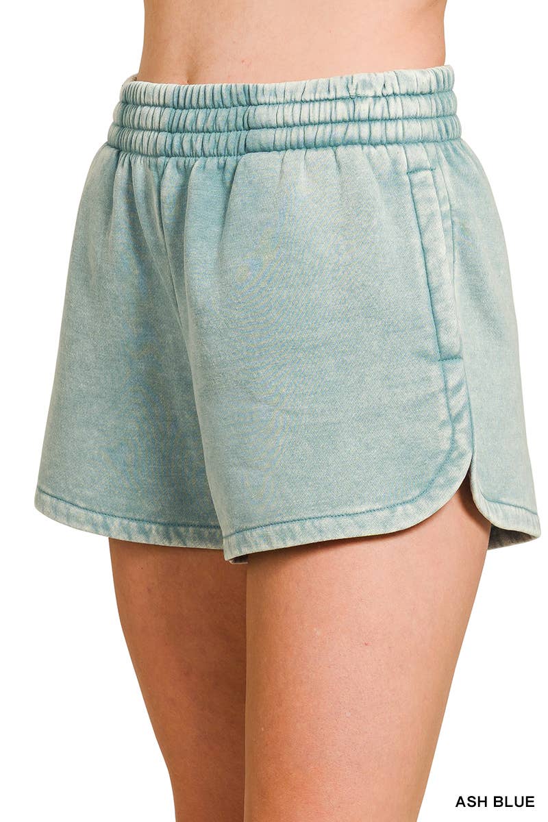 `Fleece Shorts Acid Wash & Solid