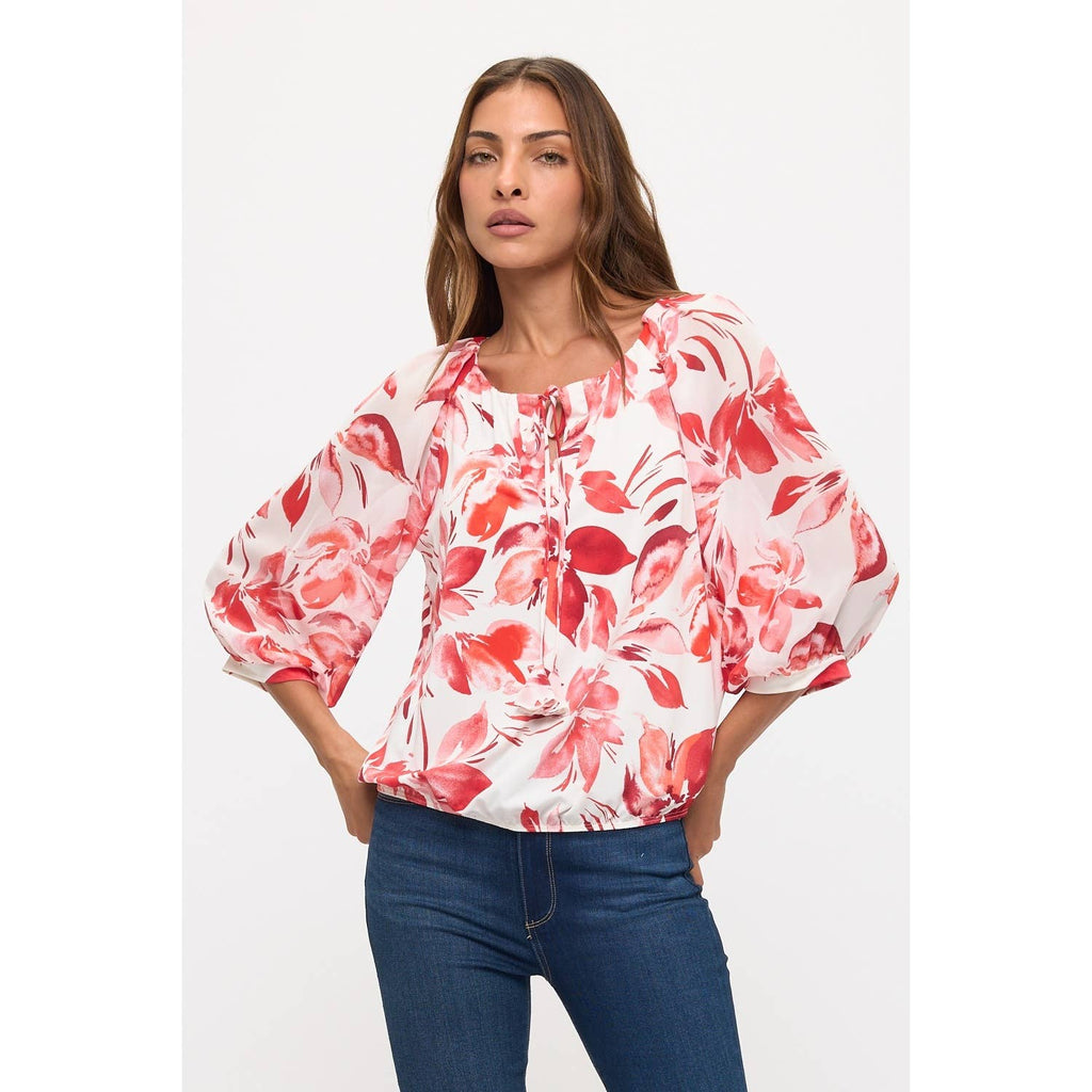 TROPICAL BUBBLE HEM RAGLAN PEASANT