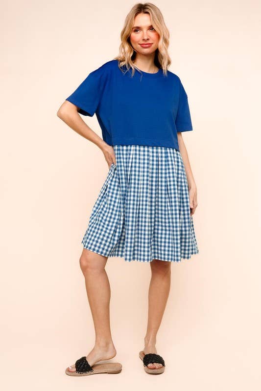 Plus French Terry Twofer Babydoll Dress