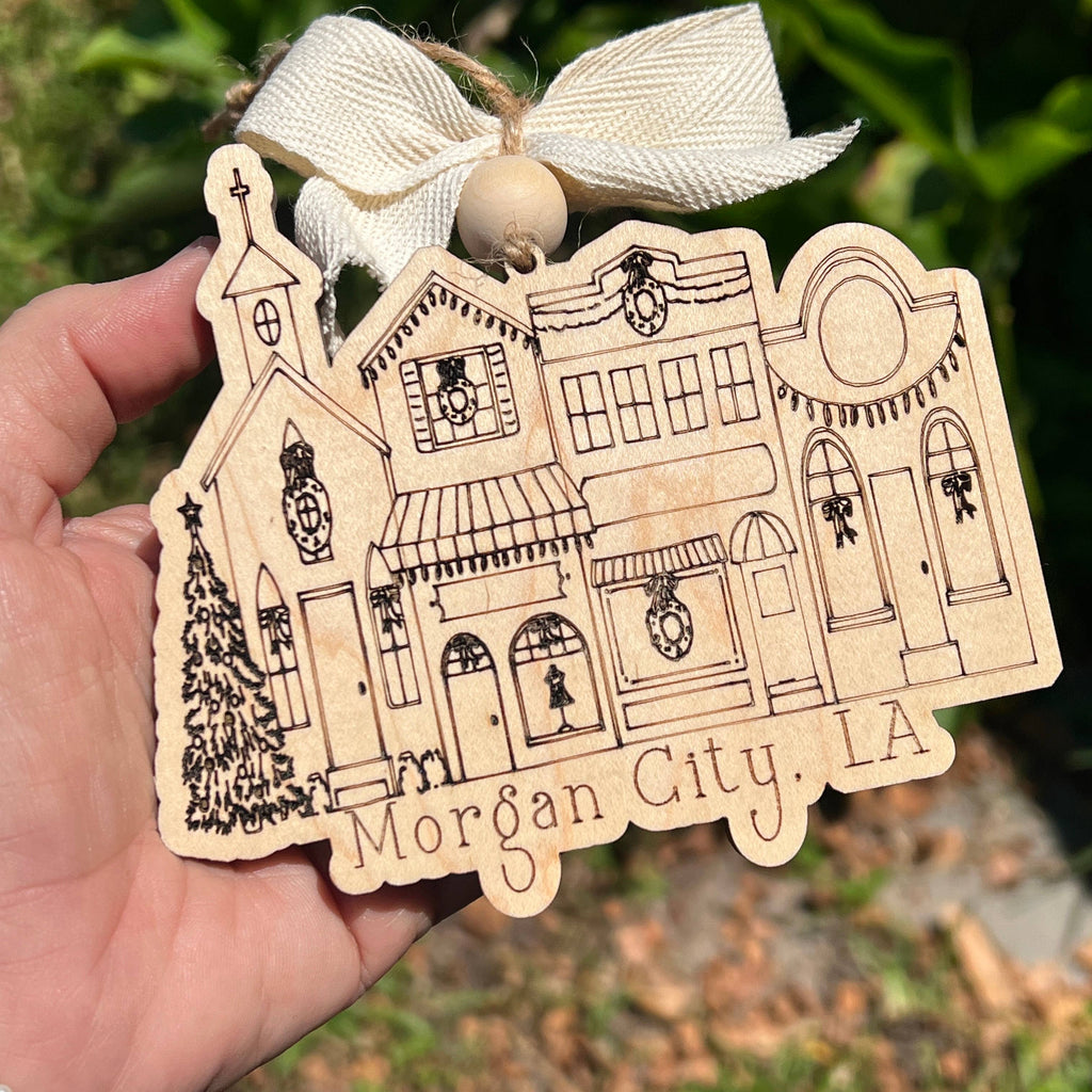 Small Town Street Custom Christmas Ornament Main Street