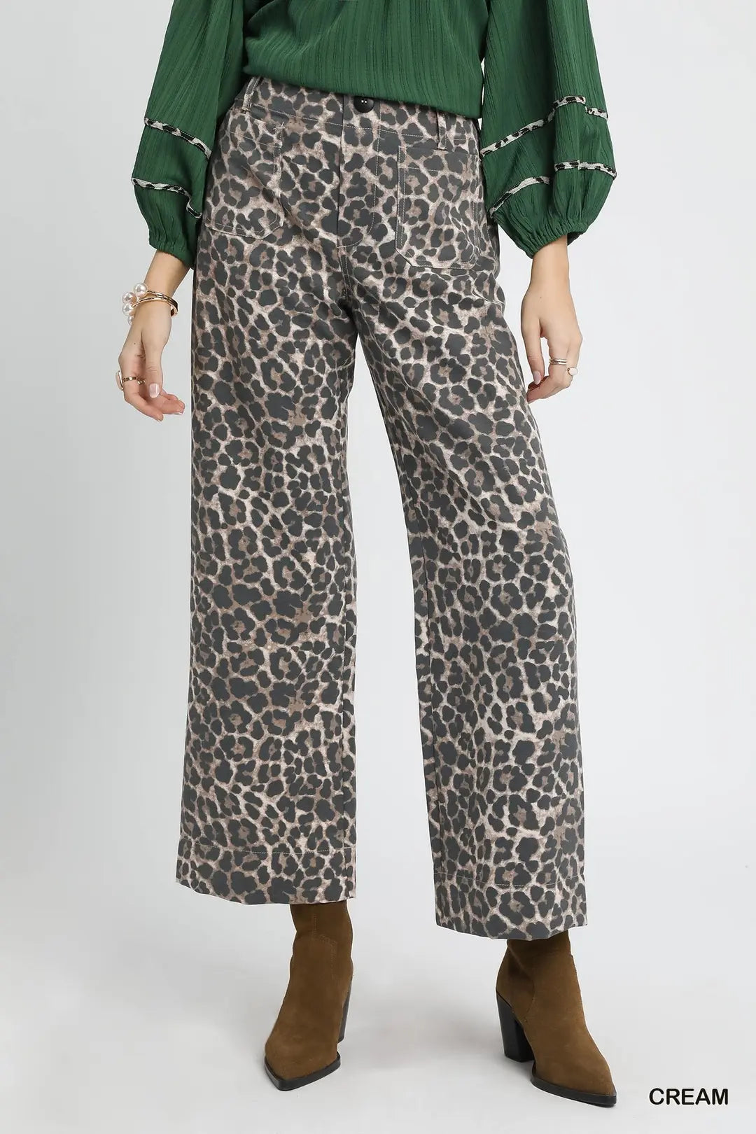 Animal Print Wide Leg Pants