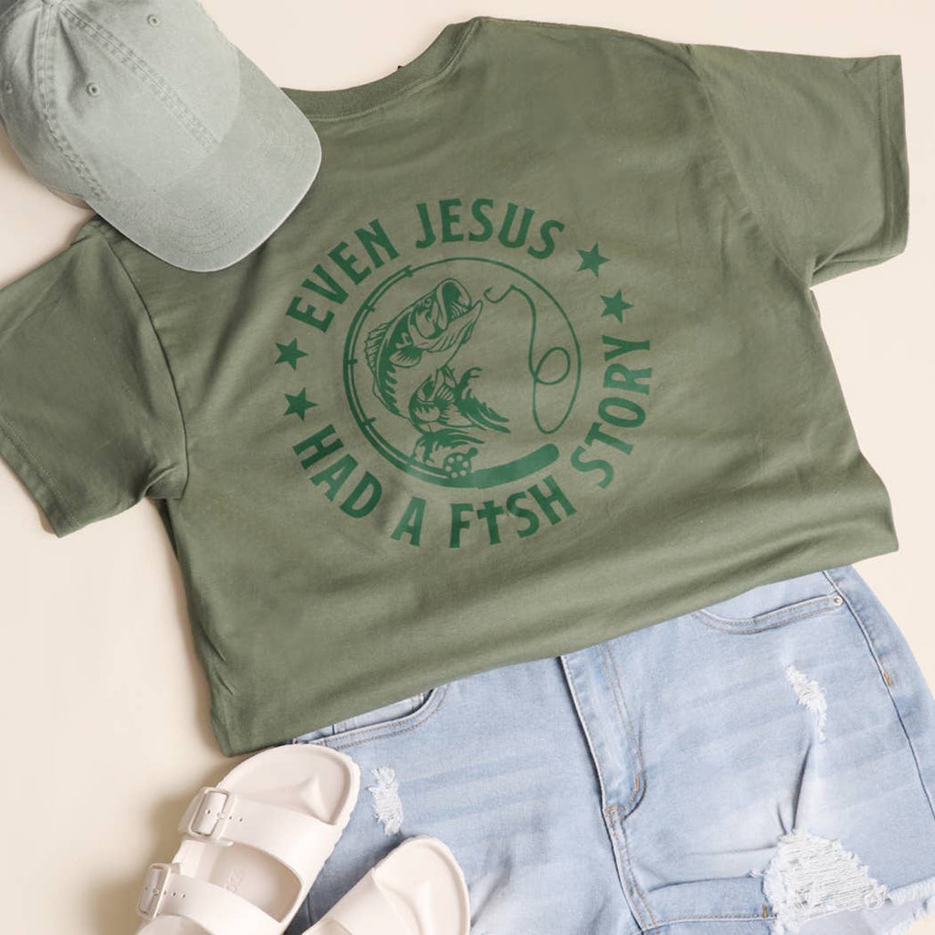 EVEN JESUS HAD A FISH STORY Graphic Heavy Cotton T-Shirt