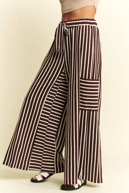 STRIPE WIDE LEG PANTS