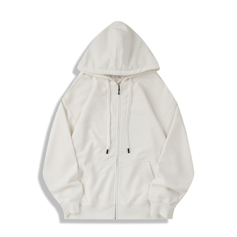 Hooded zipper long sleeved sweatshirt