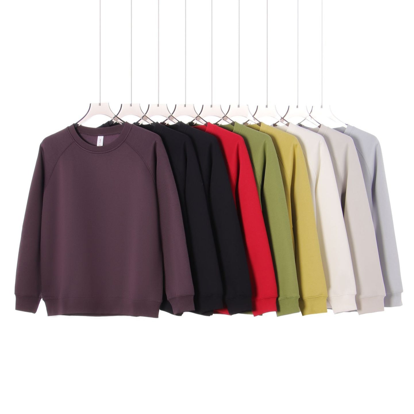 Solid color round neck pullover hoodie