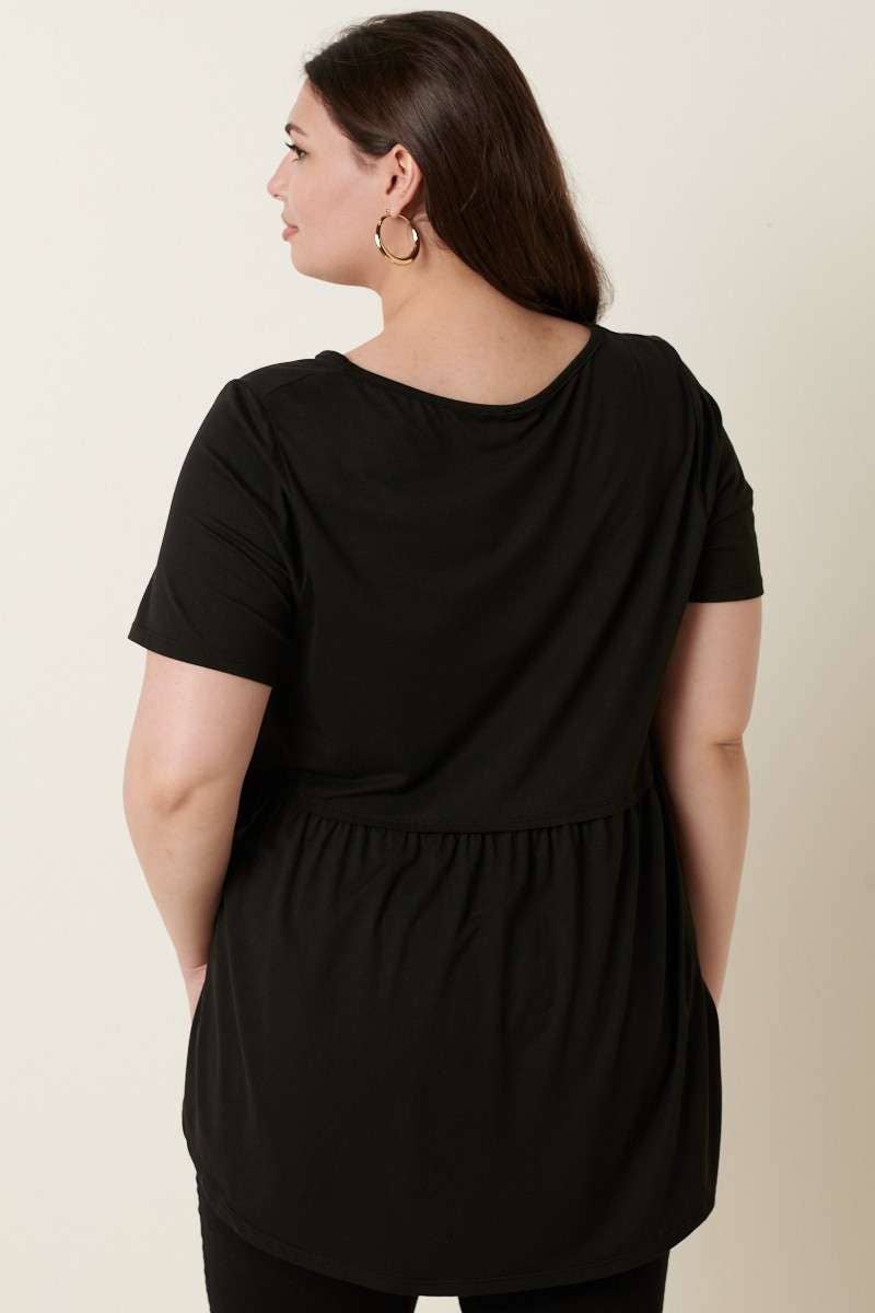 CT9069PL-PLUS DTY ROUND NECK BABYDOLL KNIT TOP