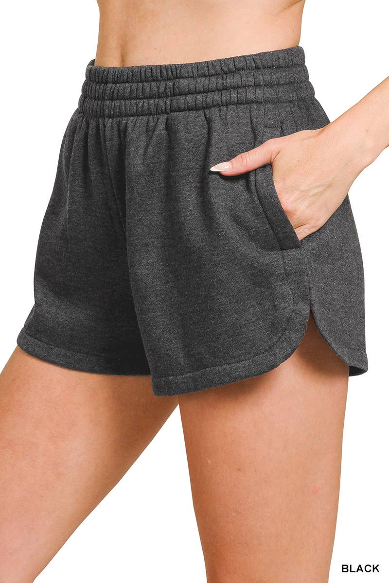`Fleece Shorts Acid Wash & Solid