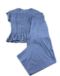 Ruffles Smocked Boho Top & Wide-Leg Pants Set