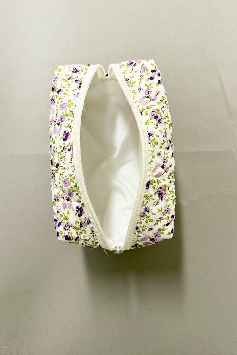 Ditsy Quilted Floral Cosmetic Pouch Bag