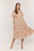 Floral Button Down V Neck Dress Plus Size