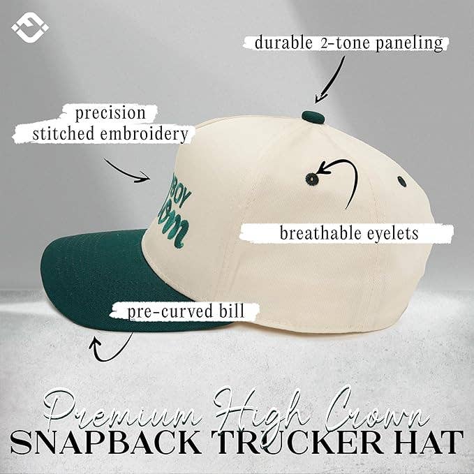 Two Tone Cap - Boy Mom - Green/Beige