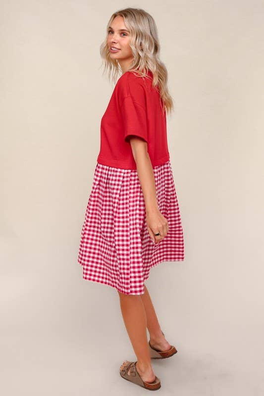 Plus French Terry Twofer Babydoll Dress
