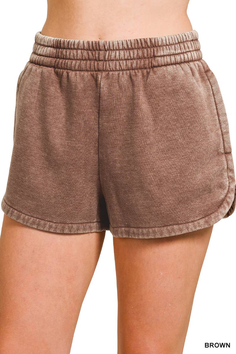 `Fleece Shorts Acid Wash & Solid