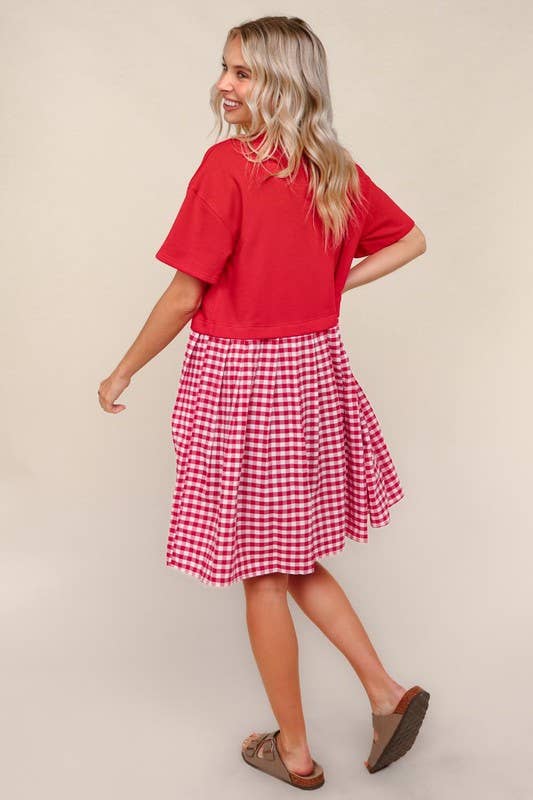 Plus French Terry Twofer Babydoll Dress