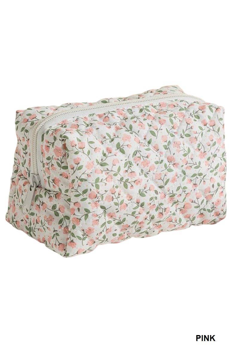 Ditsy Quilted Floral Cosmetic Pouch Bag