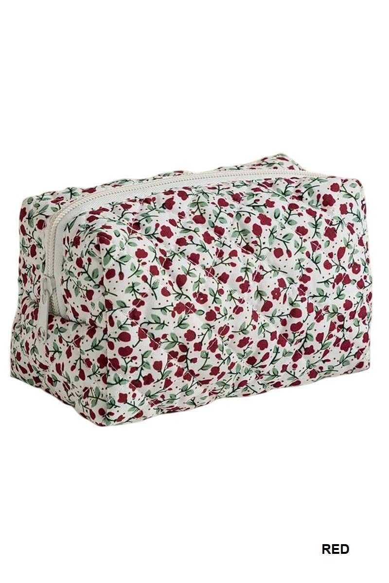 Ditsy Quilted Floral Cosmetic Pouch Bag