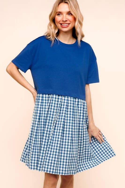 Plus French Terry Twofer Babydoll Dress
