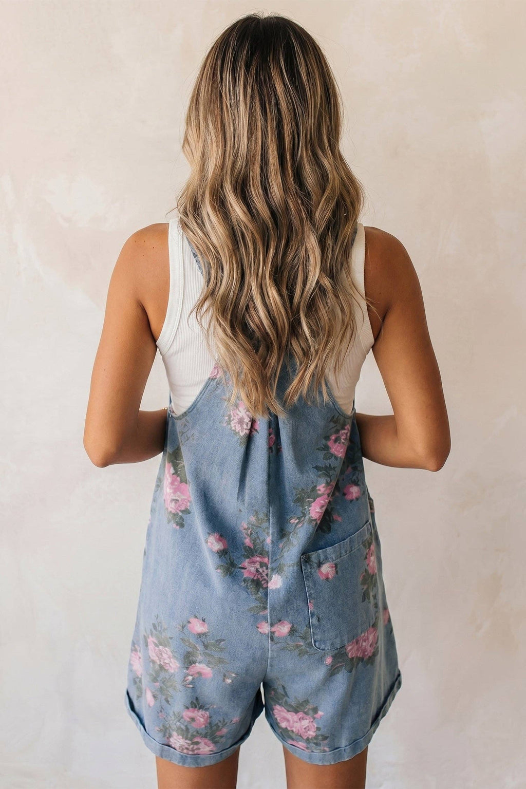 Floral Denim Shortalls Vintage Boho Loose Fit Romper