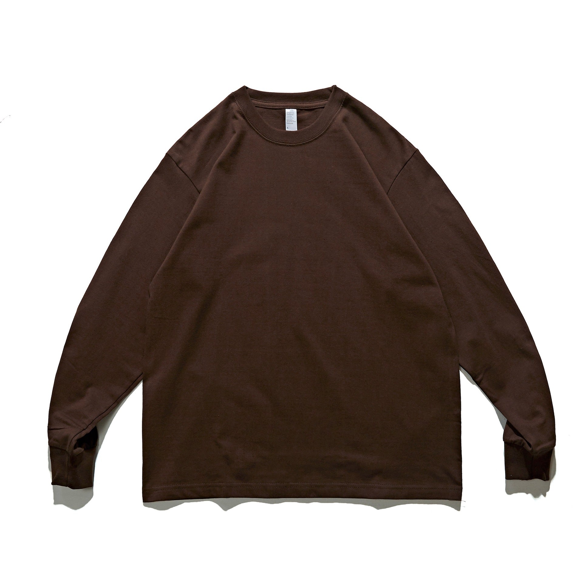 Solid Color Loose Long Sleeve Round Neck T-Shirt for Men and Women