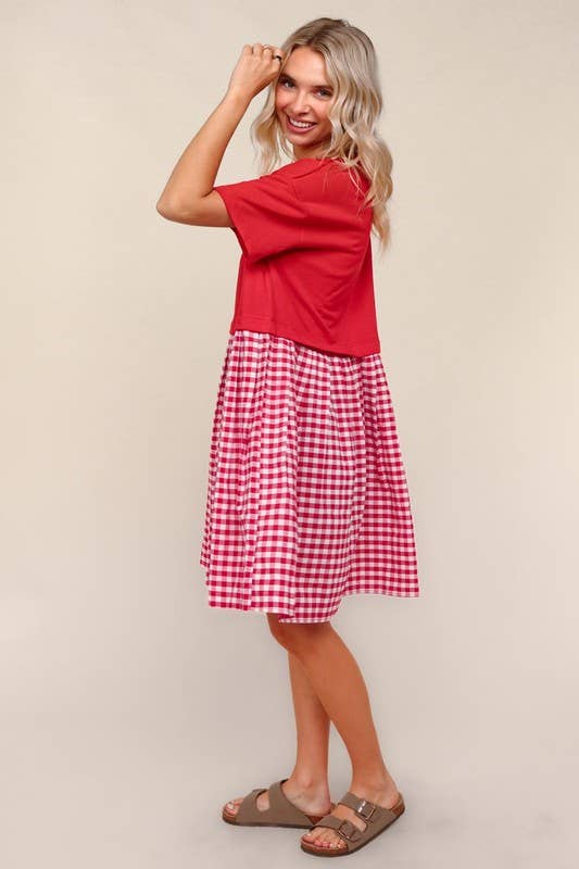 Plus French Terry Twofer Babydoll Dress