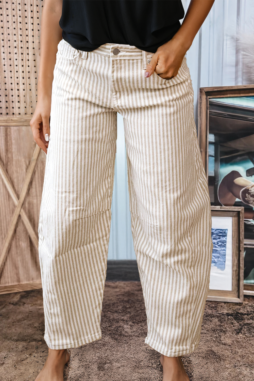 Spring 2026 Western Apparel Stripe Casual Barrel Jeans