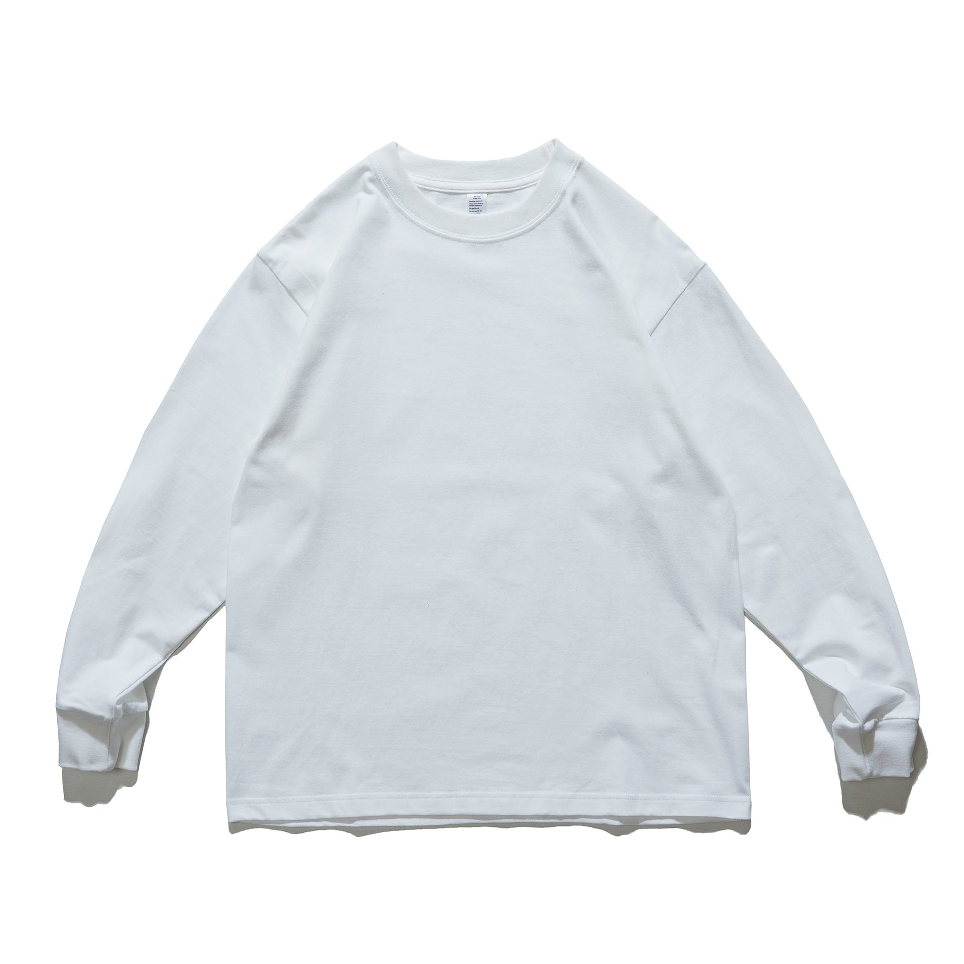 Solid Color Loose Long Sleeve Round Neck T-Shirt for Men and Women