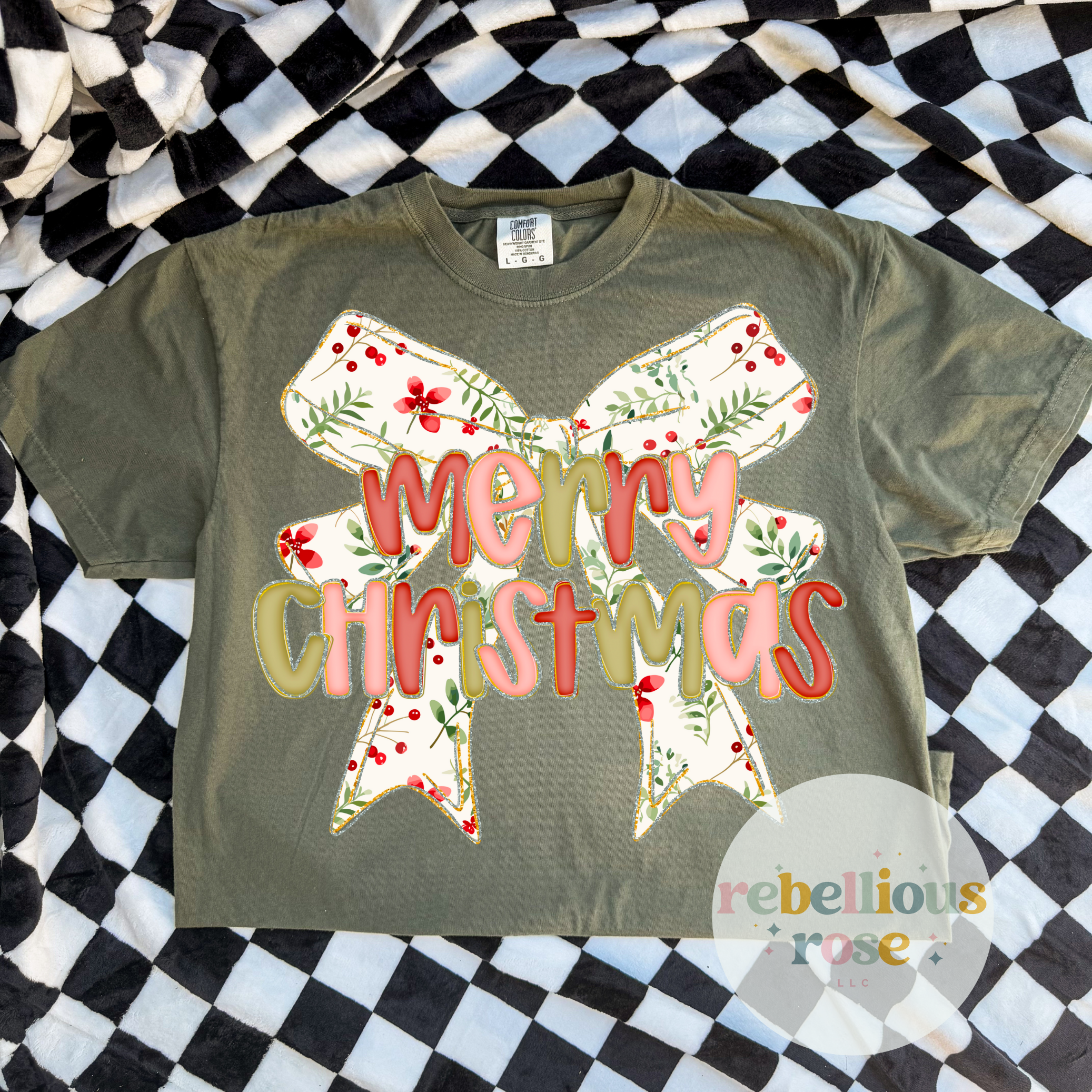 Merry Christmas Bow Christmas Graphic T-shirt