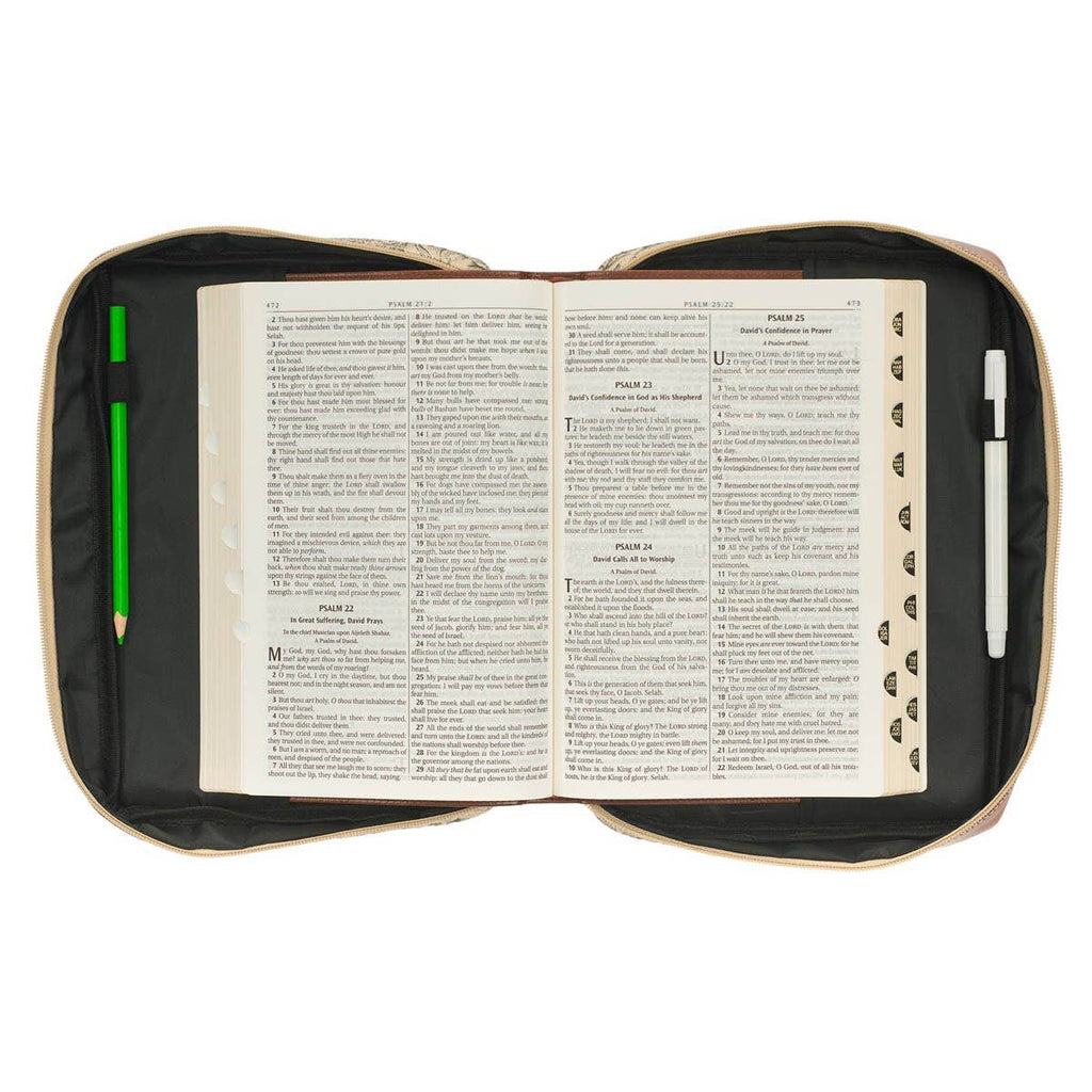Bible Cover Fashion Cream/Brown Floral Amazing Grace