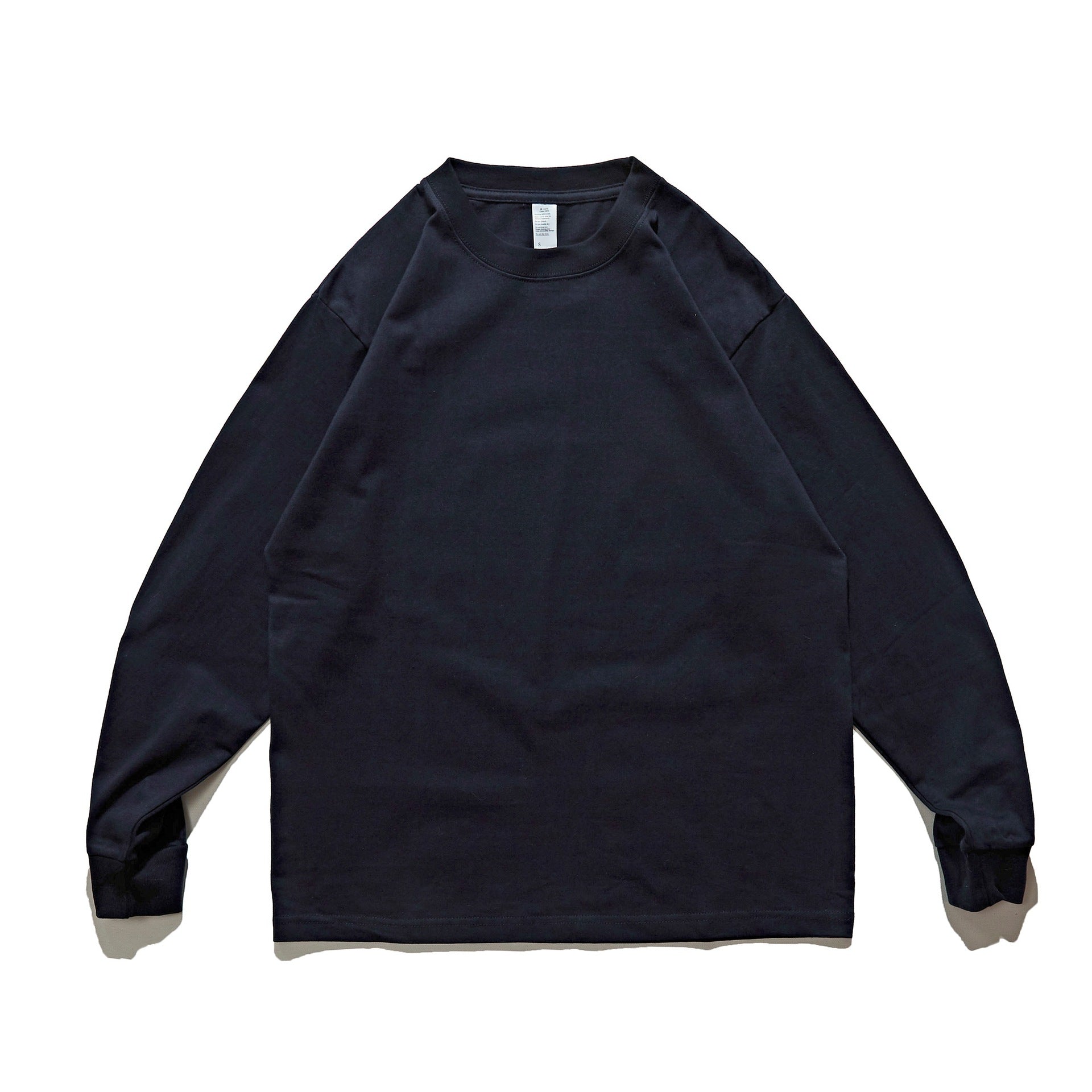 Solid Color Loose Long Sleeve Round Neck T-Shirt for Men and Women
