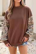 NEW Camo Colorblock Contrast Trim Oversized Sweatshirt